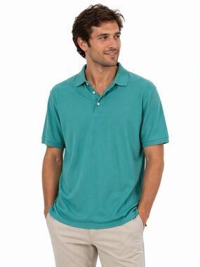 Charter Club Polo Shirt Size Large Teal Short Sleeve Casual Men’s